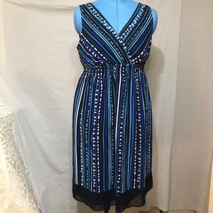 Sleeveless blue striped dress
